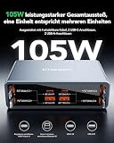 HATALKIN Multi Charger USB C 105W 4 Retractable Charging Station, 4 Ports GAN Chargers and Adapters, for iPhone 17/17 Pro/16/15/14/13, iPad, MacBook Air Series/Samsung Galaxy Tab S8 Series - 4