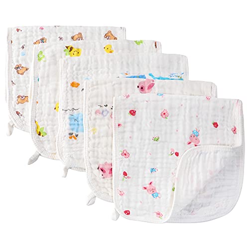 Image of K-Musculo Muslin Burp Cloths Comfy Burp Clothes - Baby Burp Rags for Boy Girls Muslin Bibs 6 Layers Large 20''x10'' 100% Cotton Hand Washcloths Soft Absorbent by CuteBaby (5 Pack) (Orange)