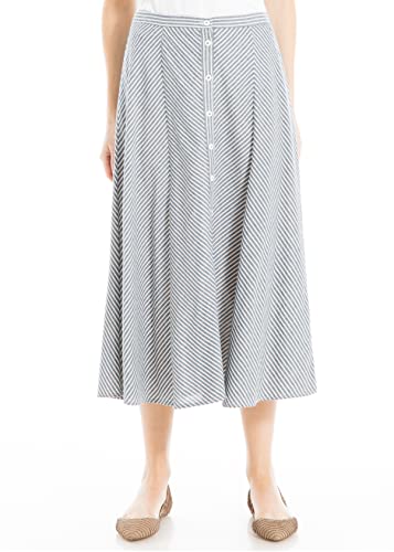 Max Studio Women's Yarn Dye Linen Skirt with Buttons