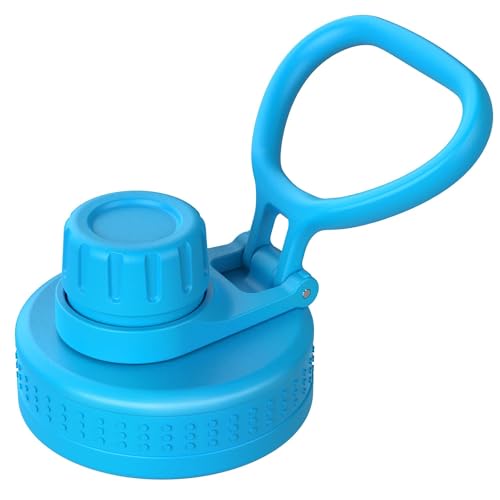 Prurex Replacement Lid for Hydro Hydroflask Takeya & More Wide Mouth Water Bottles - 2.28 Inner Diameter 0.59 Thread Height - Smooth Spout Flexible Handle Leakproof Design (Sky Blue 1 Pack)