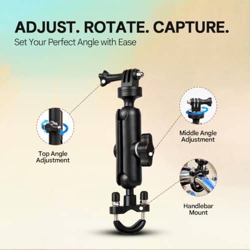 Image of HUMBLE Aluminum Bike Camera Mount with Anti-Theft Lock, 360 Double Ball Head Handlebar Clamp for GoPro Hero 13-9, Insta360 X5 /X4 /X3, DJI Osmo Action 5 /4 /3 - Fits 20-50mm