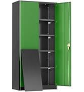 Greenvelly Metal Storage Cabinet, Steel Garage Cabinet with Doors and Adjustable Shelves, Metal C...