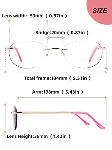 Jo Progressive Reading Glasses For Women Rimless Oval Spring Reading Glasses Blue Light Blocking Metal Reders Eyewear (Blue, 1.25, Diopters) #TOP5