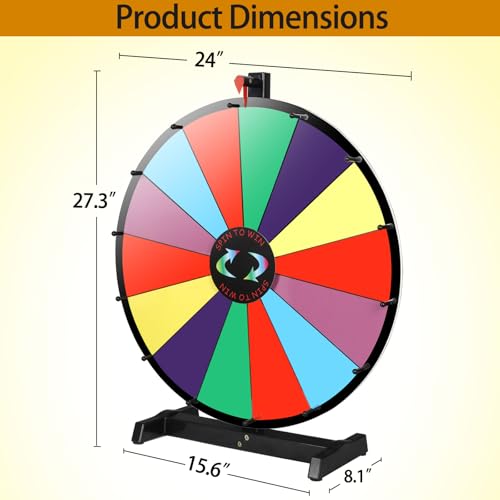 JupiterForce 24" Tabletop Color Prize Spinning Wheel 14 Slots Prize Spinner with Dry Eraser & Marker Pen Editable Carnival Fortune Spin to Win Casino Wheel Game Equipment - Thumbnail 3