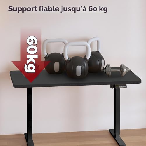 Bureau assis debout électrique SANODESK noir au design épuré