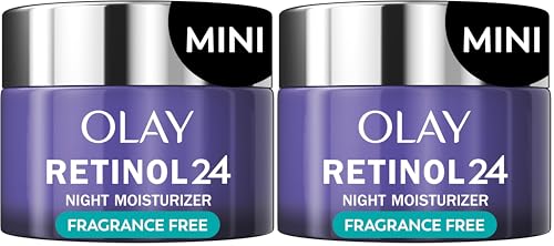 Olay Retinol 24 Face Moisturizer, Anti-Aging Night Cream for Women, Trial Size, Fragrance-Free, Non Greasy, Anti-Wrinkle, Smooth Fine Line, Tightening Skin Care, Peptides, Glycerin, 0.5Oz (Pack of 2)