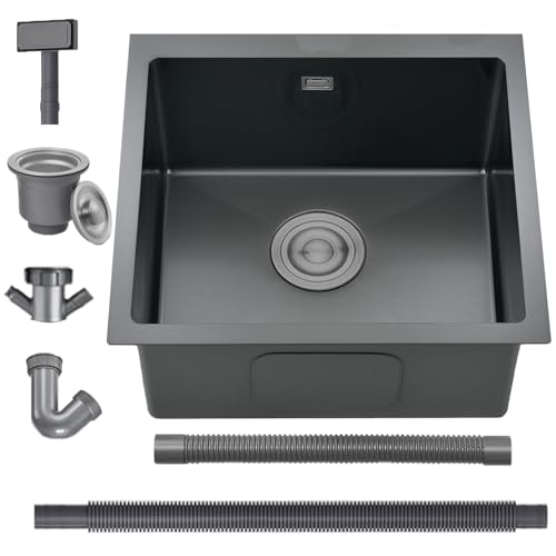 BoomHoze Fregadero Cocina 45 x cm Bajo Encimera Acero Inoxidable Con Rebosadero Y Escurridor Instalación