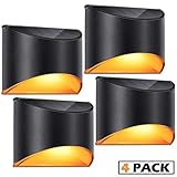 LeiDrail Solar Step Lights Outdoor Deck Fence Stair Warm Light Sun Powered LED Illuminated Landscape...