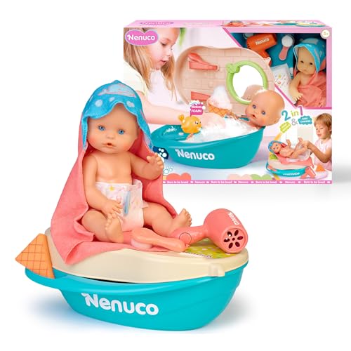 Juego de imitación para la hora del baño con muñeco Nenuco de Famosa y cambiador de juguete