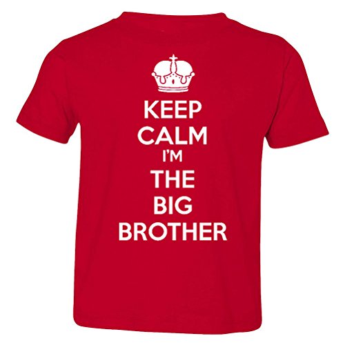 So Relative! Keep Calm I'm The Big Brother Baby-Boys & Kids T-Shirt (Red, Youth Small (6-8)