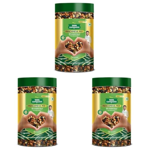 Image of Tata Sampann Panchmeva Mix, Vrat Essentials, Blend of Almonds, Cashews, Green Raisins, Black Raisins, and Dates, Source of Protein, Fit For Fasting, 400g (Pack of 3)
