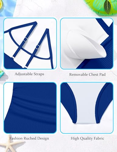 Image of AGAPENG Girls Swimsuit One Piece Ruched Solid Color Bathing Suit for Girls Ribbed Adjustable Straps Pad Swimwear 9-16Y