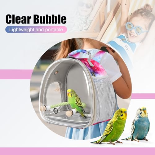 Image of Small Bird Travel Carrier Backpack for Parakeet, Budgies, Cockatiel, Conure, with Clear Windows, Galaxy Print