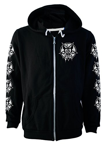 Mickey 666 Men's Hoodie Gothic Satanic Occult Black Hooded Zip-Up Sweater2