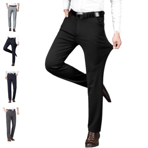 TimelessFlex- Men's High Stretch Straight Fit Pants, Calormas Slim Mens Pants, Silamone Stretch Pant Ice Silk Dress Trousers