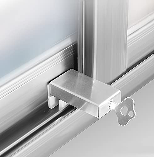 Verrou de fenêtre réglable, butée de porte, butée de rail de fenêtre, verrou de fenêtre en acier inoxydable avec clé, serrures de fenêtre coulissante, verrou de porte de sécurité universel