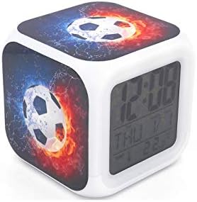 EGS New Soccer Ball Football Digital Alarm Clock Black Desk Table Led Alarm Clock Creative Personalized Multifunctional Battery Alarm Clock Special Toy Gift for Unisex Kids Adults