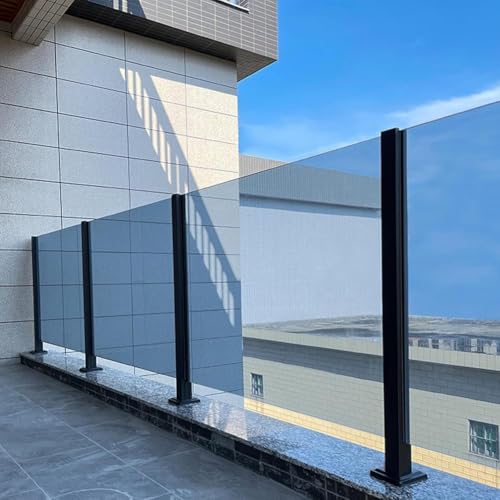 Black Glass Railing Post - 304 Stainless Steel, 33.4" for Balconies, Decks, Staircases, Patio Stairs & Pool Fences, Screw Base End Post, Durable & Stylish Design