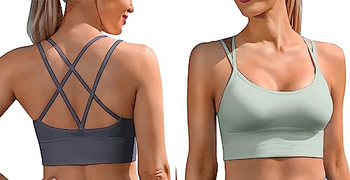Image of Sykooria 3 Pack Strappy Sports Bra for Women Sexy Crisscross for Yoga Running Athletic Gym Workout Fitness Tank Tops