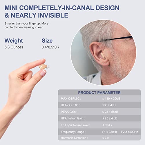 Rechargeable Hearing Aids With 3 Noise Cancelling Program Selection And Button Volume Control,Earrck 12-Channel (Cic) Digital Hearing Amplifier For Seniors With Mild To Moderate Hearing Loss (White) #TOP3