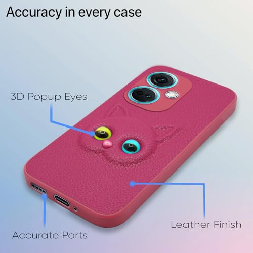 Image of Pikkme OnePlus Nord Ce 3 5g Back Cover for Girls | Cute Cat Leather Finish | Soft TPU | Case for OnePlus Nord Ce 3 5g (Pink)