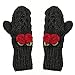 BIBITIME Cute Cherry Gloves Mittens Women Handmade Cable Knitting Winter Warm (One Size, Dark Grey)