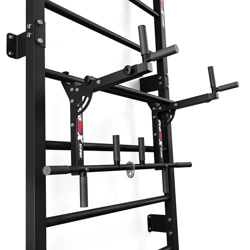 K-Sport: Trainingsset - Sprossenwand mit Dip Station & Klimmzugstange I Kraftstation mit Pull-Up Bar, Dip Stange für anspruchsvolle Workouts, inkl. E-Book
