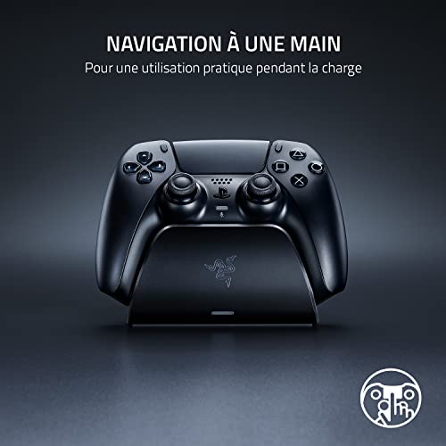 Razer Quick Charging Stand - pour Manette PS5 (Charge Rapide, Alimentation par USB, Navigation à Une Main) Noir Minuit