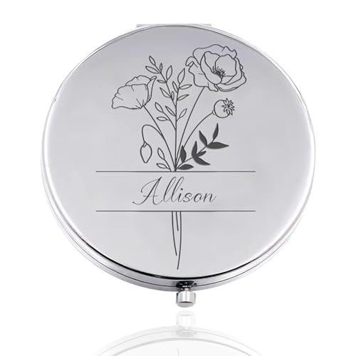 Rainsar Personalized Compact Mirror for Women,Customize Compact Mirror,Engraved Compact Mirror for Girlfriend Wife Sisters Birthday Anniversary Wedding Gift