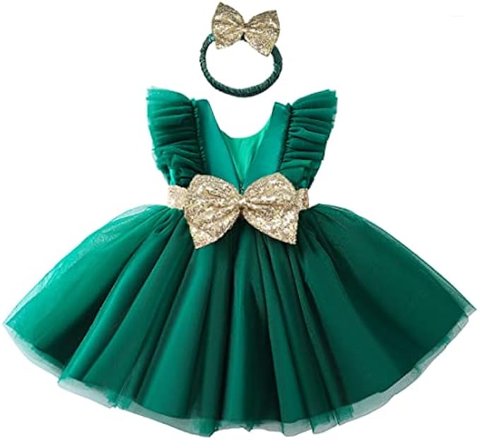 AVAZU 3M-6T 3D Flower Toddler Baby Girls Wedding Pageant Layered Dresses Birthday Party Dress with Headwear