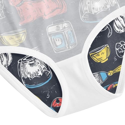 ZZKKO Abstract Lines Cat Girls Underwear Toddler Panties for Girls Comfort Brief Size 8Y4