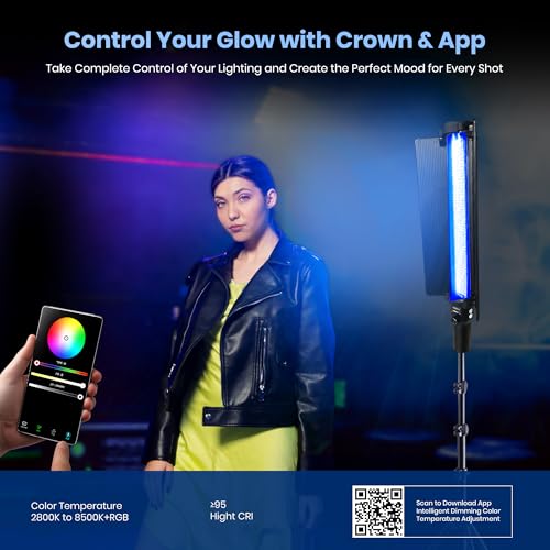 Image of Simpex LS-120R 20W RGB Light Stick LED Video Light with 4000mAh Rechargeable Battery, OLED Display, Crown Button Control, 2800K-8500K, CRI95+ & FX Effects for Photography & Live Streaming(Black)
