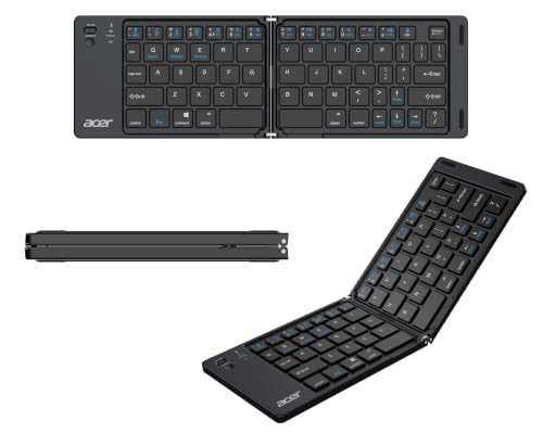 Image of Acer MiniFold Foldable Bluetooth Keyboard, Ultra Portable 66-Key Wireless Keyboard, Bluetooth 5.0, Rechargeable Battery, Type-C Charging, 150mAh Battery, for Windows, Android, iOS, Tablets & Laptops