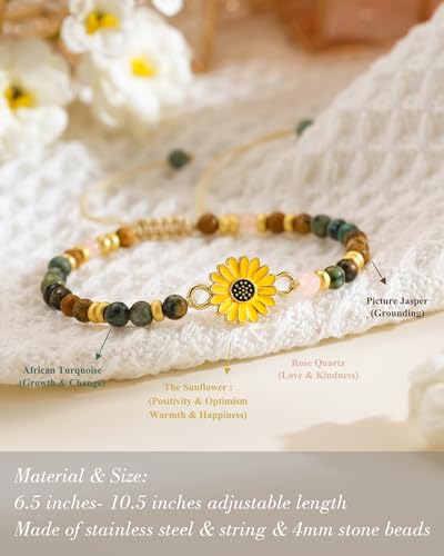 Image of Tarsus Sunflower Gifts for Women Teens - Positivity, Love & Strength | Unique Gift for Birthday, Christmas, or Thank You Occasion, Sunshine Sunflower Bracelet for Friends Coworkers Daughter...