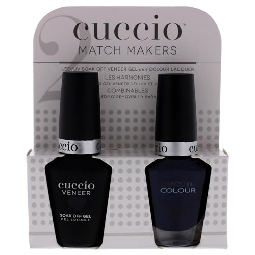 Cuccio Matchmaker - Colour Nail Lacquer & Veneer Gel Polish - On The Nile Blue - For Manicures & Pedicures, Full Coverage - Long Lasting, High Shine - Cruelty, Formaldehyde & Toluene Free - 2 pc (I0098368)