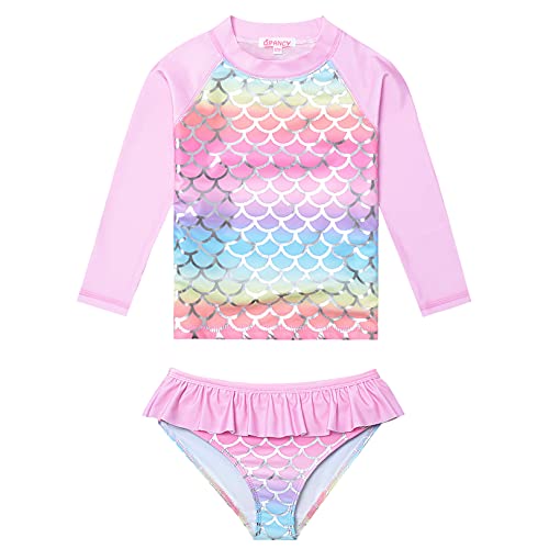 2-Piece Rash Guard Swimwear Girls Mermaid Rashguard Set Swimsuits Kids 10 11