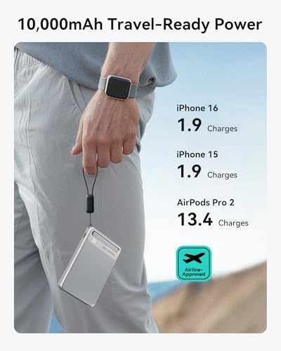 INIU Qi2 Magnetic Power Bank, Market's Slimmest 10000mAh Portable Charger with Foldable Stand for iPhone 16/15/14/13/12 Series - Image 5