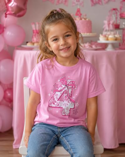 Image of Lovekider Girls Birthday T Shirts Cotton Short Sleeve T-Shirts Tee Party Clothing 3-6 Years