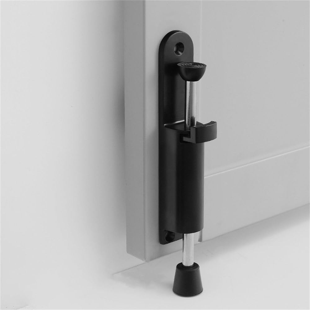Zhanggl Black Door Stop Stopper Holder Foot-Operated, Bumper,Rubber Punch-Free,Zinc Alloy Foot-Operated Top