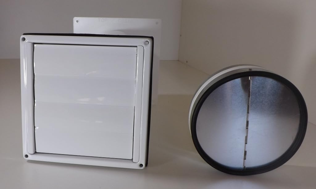 VentilationNord Mauerkasten 150 mit Rückstauklappe für Dunstabzug | Edelstahl-Wetterschutz-Lüftungsgitter mit Wandabdichtung | Teleskoprohr Ø 150