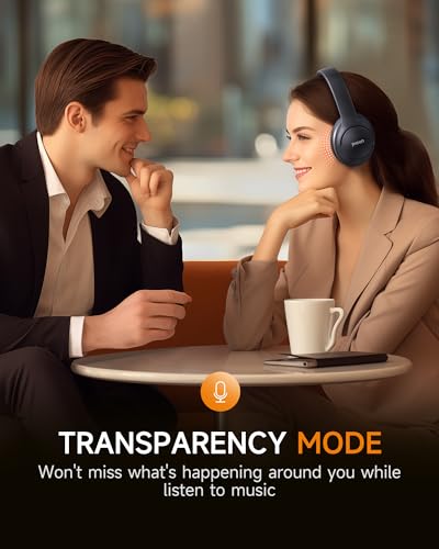 Picun Hydrid Active Noise Cancelling Headphones with ENC, 120H Playing Time with Transparency Mode, Hi-Res Audio & Deep Bass Foldable Wireless Headphones with Mic for Travel, Home, Office - Image 5