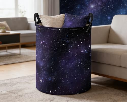 Image of ESSME Kids Laundry Basket,Space Hamper Collapsible Canvas Storage Bin for Boys and Girls, Cute Hamper,Gift Baskets(Space)