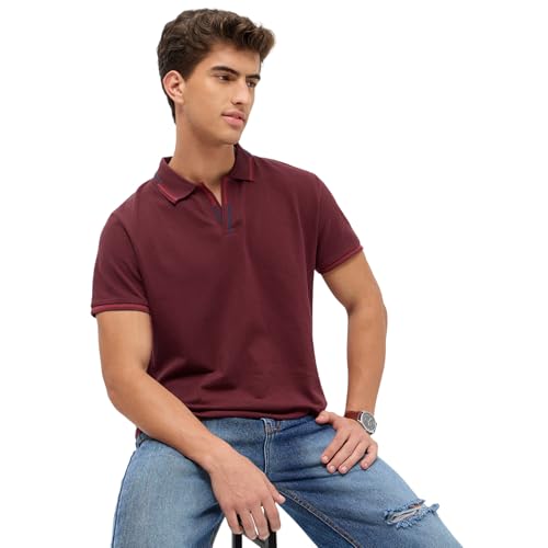 Image of Urbano Fashion Men's Solid Regular Fit Half Sleeve Cotton Polo T-Shirt
