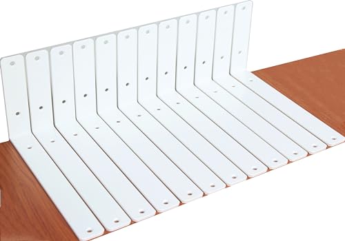 12 Pack - L 11" x H 6" x W1.5, 5mm Thick White L Shelf Bracket, Iron Shelf Brackets, Metal Shelf Brackets, Floating Shelf, Shelf Supports with Screws by MHMYDZ - Used condition - US$37.95