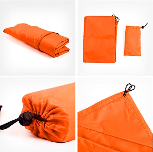 Mulhue Beach Blanket, Outdoor Picnic Blanket Compact Pocket Waterproof Ground Cover Sand Proof Crawling Mat 78" X 55" With Carabiner Tent Pegs For Travel, Hiking, Camping, Festival And Sports（Orange） #TOP3