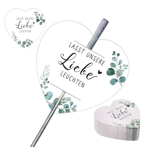 Luxoraiova 50 Stück Wunderkerzen Etiketten, Wunderkerzen Hochzeit Tags Lasst unsere Liebe leuchten für Gastgeschenke, Hochzeitsdeko, Freudentränen & Wunschkarten [ohne Wunderkerzen]