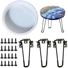 10 Inch Round Large Tray Molds with 3 PCS Hairpin Legs, Epoxy Resin Casting Molds for Table, Big Tray, Clock, Resin Art, Home Decoration
