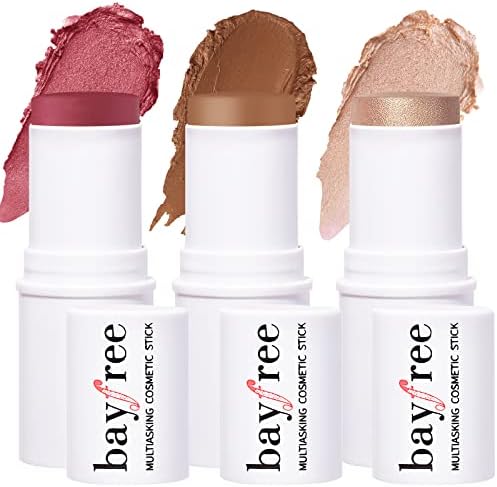 KIMUSE Face Sticks Trio, Blush, Highlighter & Contour Stick for Face Makeup