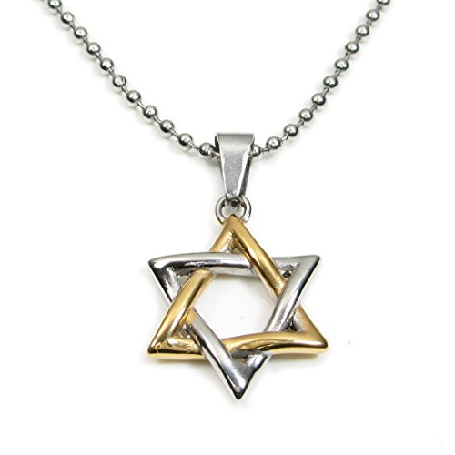 Stainless Steel Jewish Star of David Pendant Necklace Silver Gold Tone