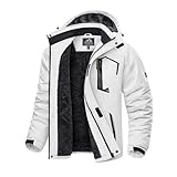 [KEFITEVD] アウター メンズ 冬 スキージャケット 裏ボア ジャンパー 防風 ウィンドブレーカー 撥水 マウンテンパーカー 防寒ジャケット スノーボードウエア 白 ホワイト JP L